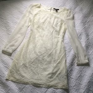 Off-white lace long sleeve bridal dress size small